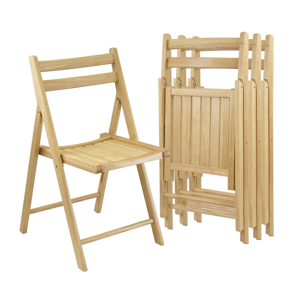 Beech Folding Chair Set – Set of 4 Folding Wood Chairs for Easy Storage