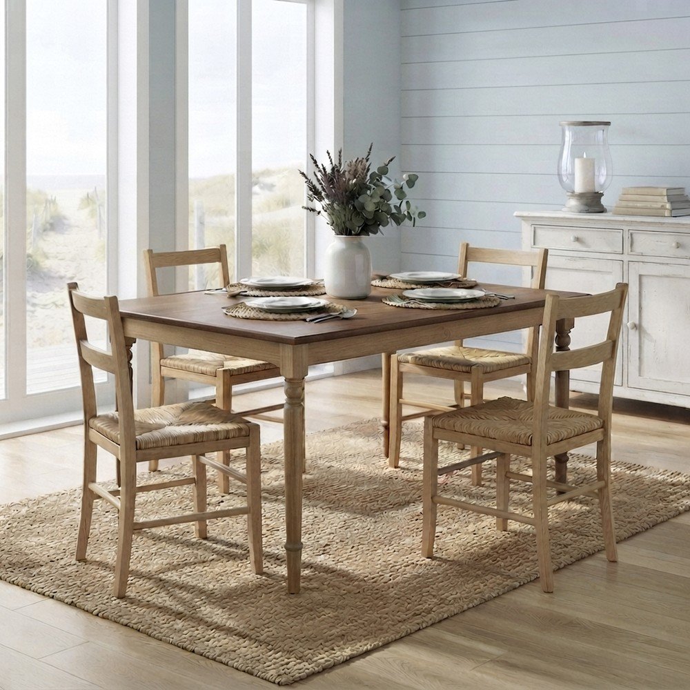 Solid Wood Small Dining and Kitchen Table, Transitional-Style Design, Natural