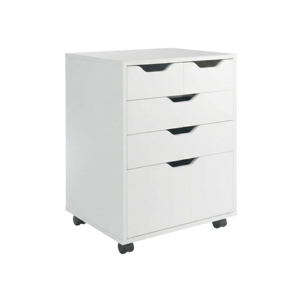 White Mobile Storage Cabinet, Composite Wood Rolling Pantry
