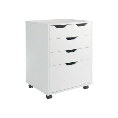 White Mobile Storage Cabinet, Composite Wood Rolling Pantry