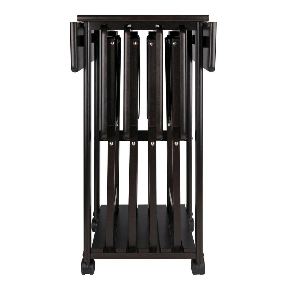 Coffee-Finished Folding TV Tray Set – Small Sofa Tables for Living Room & Dining