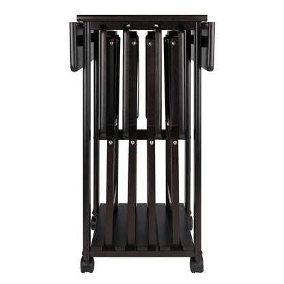 Coffee-Finished Folding TV Tray Set – Small Sofa Tables for Living Room & Dining