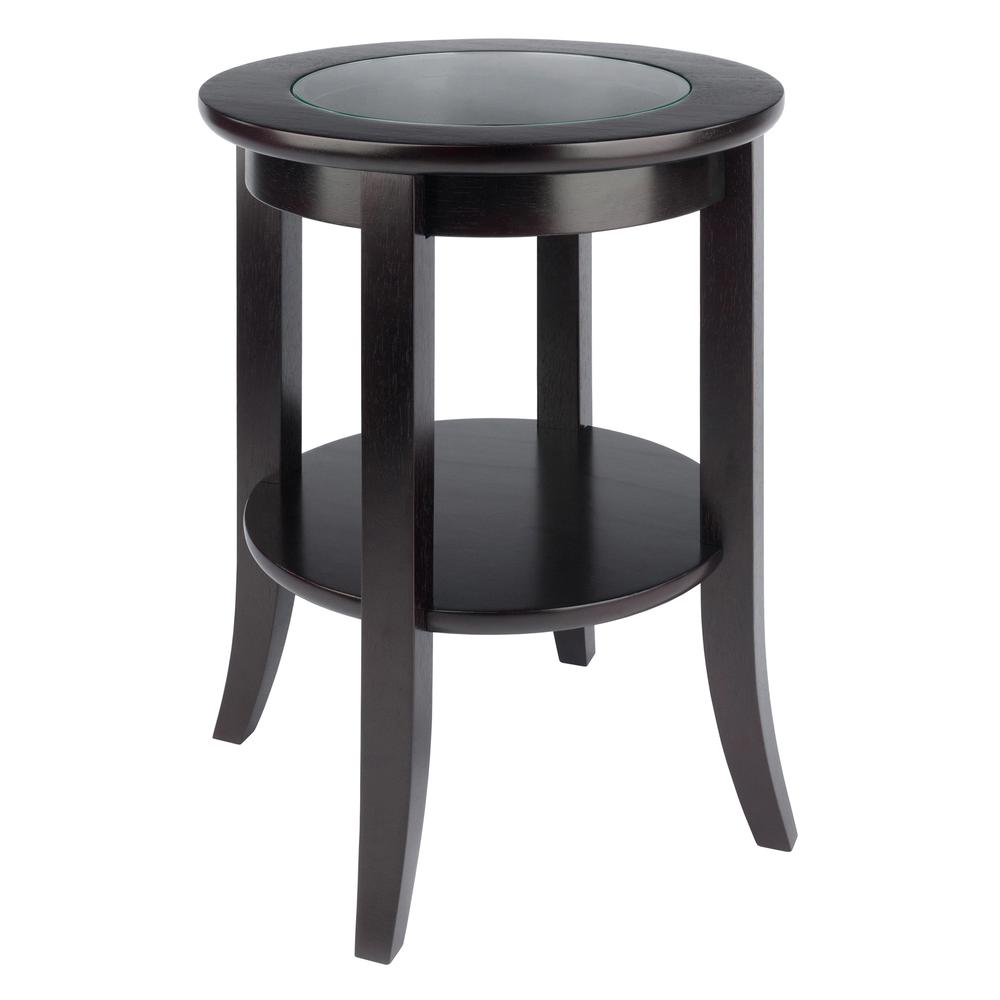 Genoa End Table, Glass Inset, one shelf