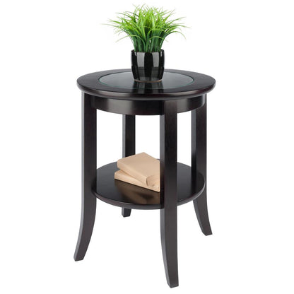 Genoa End Table, Glass Inset, one shelf