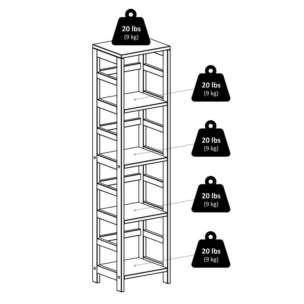 Capri 4-Section N Storage Shelf with 4 Foldable Black Fabric Baskets