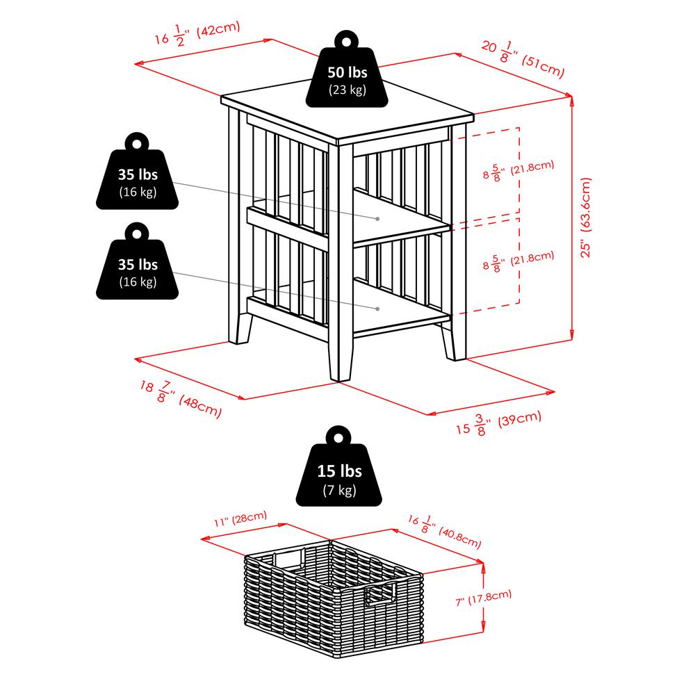 Morris Side Table with 2 Foldable Baskets