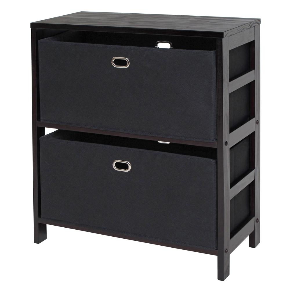 Torino 3-PC Set Storage Shelf with Black Fabric Baskets