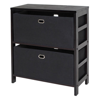 Torino 3-PC Set Storage Shelf with Black Fabric Baskets