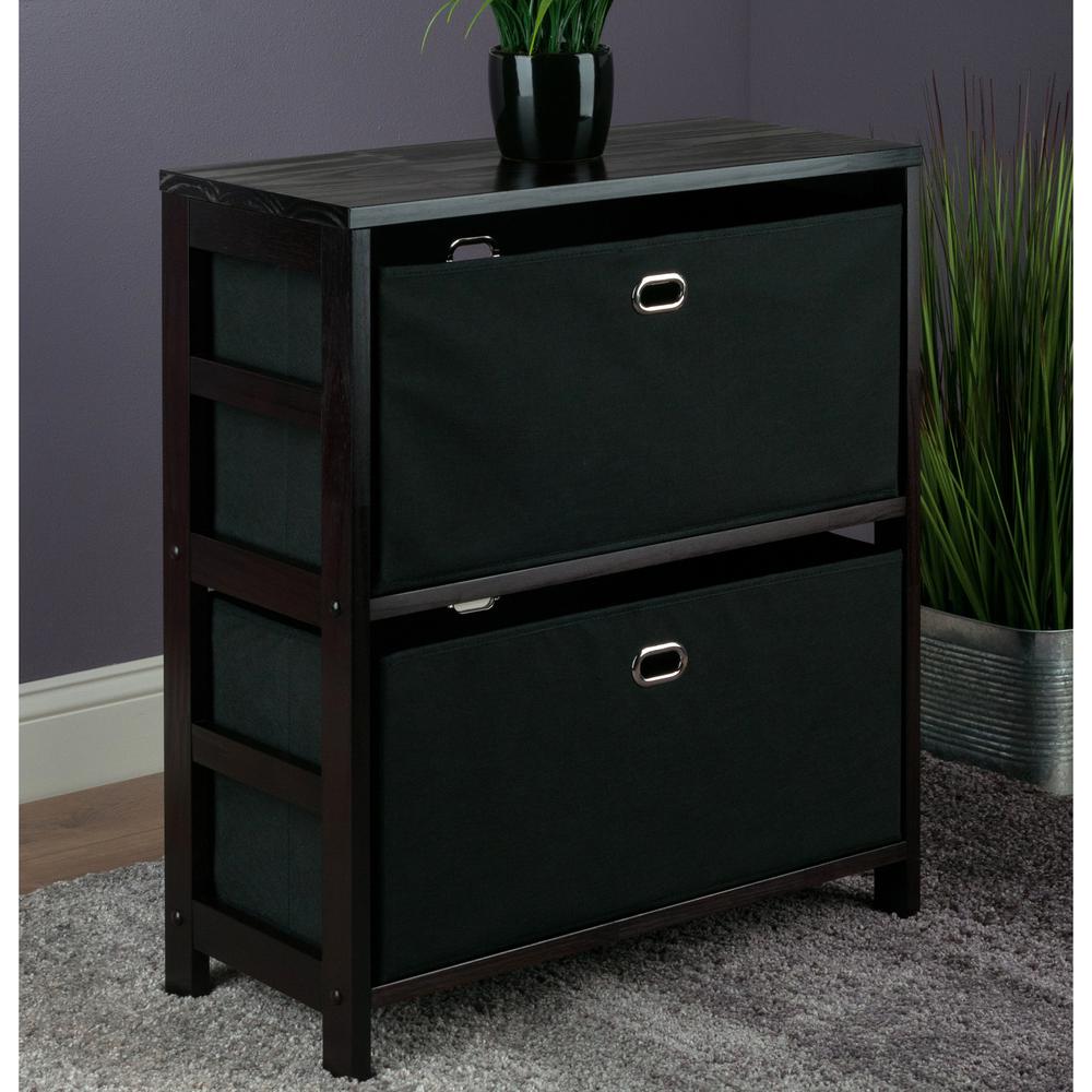 Torino 3-PC Set Storage Shelf with Black Fabric Baskets