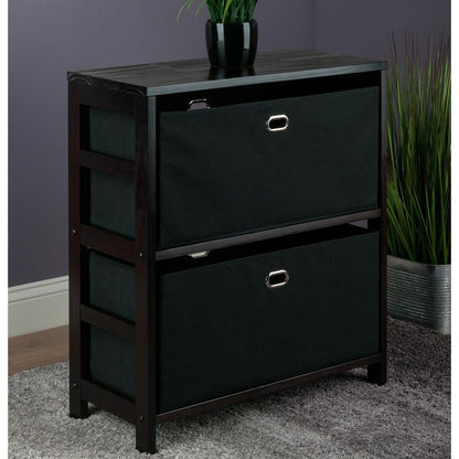 Torino 3-PC Set Storage Shelf with Black Fabric Baskets