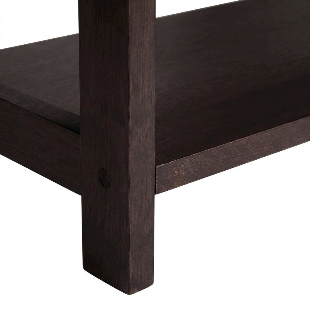 Solid Wood 3-Tier Wide Bookshelf with Open Shelves and Storage, Espresso