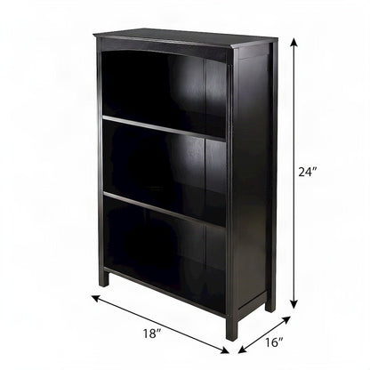 Wooden 4-Tier Open Office Storage Shelves, Tall Freestanding Bookcase, Espresso