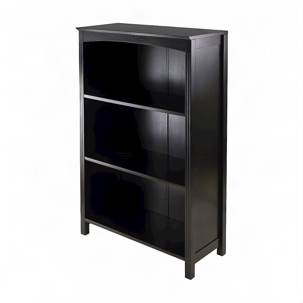 Wooden 4-Tier Open Office Storage Shelves, Tall Freestanding Bookcase, Espresso