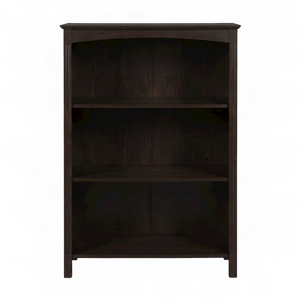 Wooden 4-Tier Open Office Storage Shelves, Tall Freestanding Bookcase, Espresso