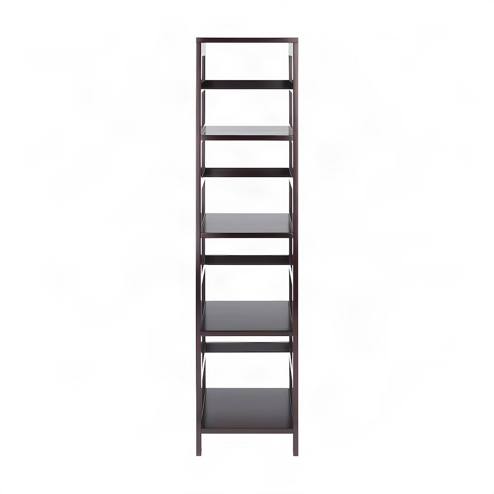 Contemporary Solid Wood 4-Tier Bookcase with Open Free Standing Shelf, Espresso