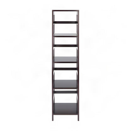 Contemporary Solid Wood 4-Tier Bookcase with Open Free Standing Shelf, Espresso