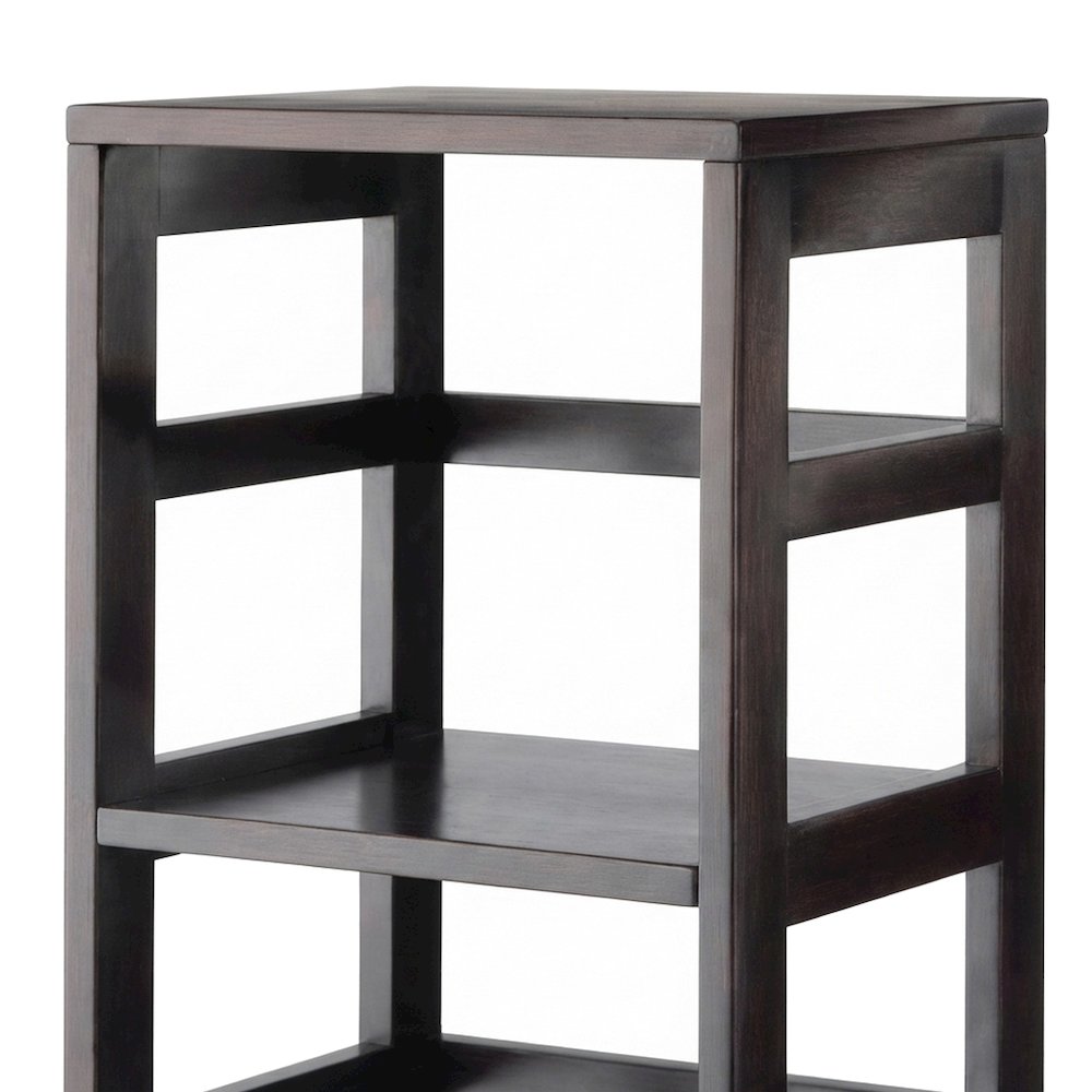 Contemporary Solid Wood 4-Tier Bookcase with Open Free Standing Shelf, Espresso