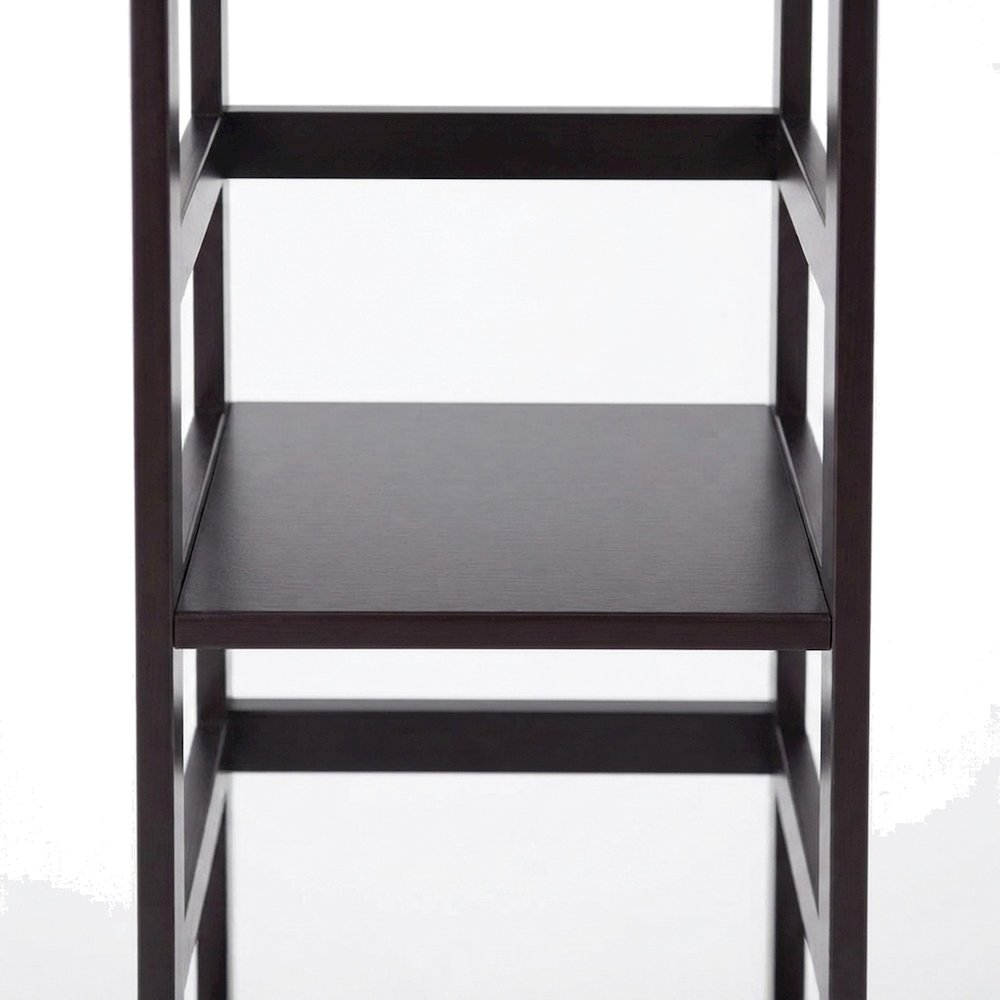 Contemporary Solid Wood 4-Tier Bookcase with Open Free Standing Shelf, Espresso