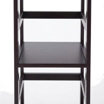 Contemporary Solid Wood 4-Tier Bookcase with Open Free Standing Shelf, Espresso