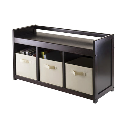 Addison 4pc Storage Bench with 3 Foldable Fabric baskets in Beige