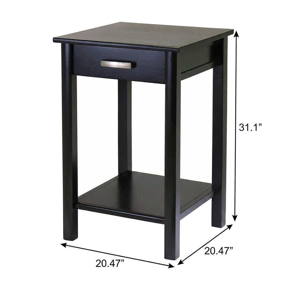 Solid-Composite Wood End Table with Drawer, Open Shelf, and Sofa Table, Espresso