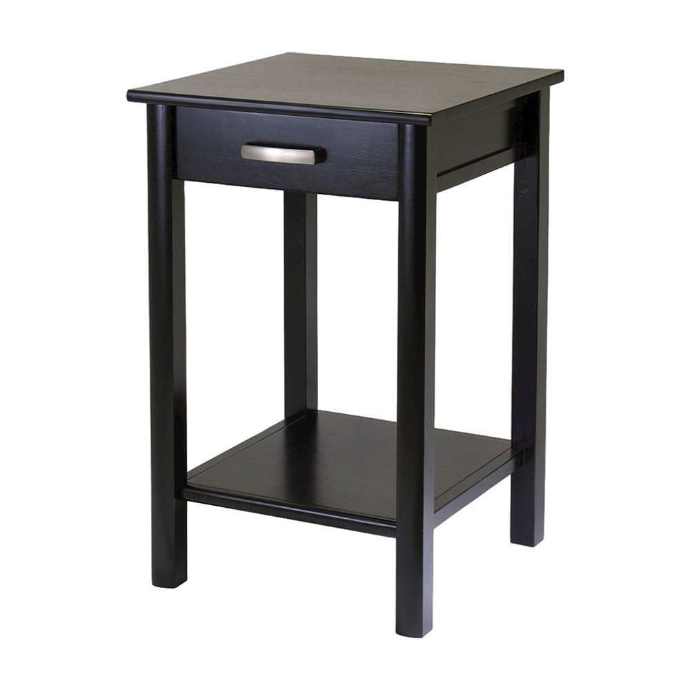 Solid-Composite Wood End Table with Drawer, Open Shelf, and Sofa Table, Espresso
