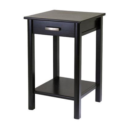 Solid-Composite Wood End Table with Drawer, Open Shelf, and Sofa Table, Espresso