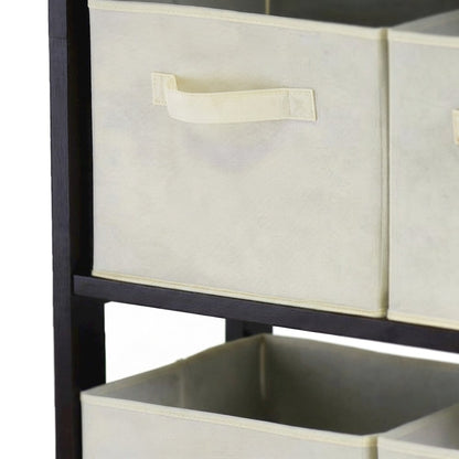 Solid Wood Floor Cabinet with 4 Foldable Fabric Storage Baskets, Espresso