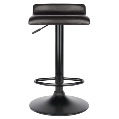 Paris Set of 2 Airlift Adjustable Swivel Stool with PU Leather Seat and Black Metal Base