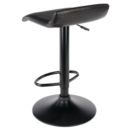 Paris Set of 2 Airlift Adjustable Swivel Stool with PU Leather Seat and Black Metal Base