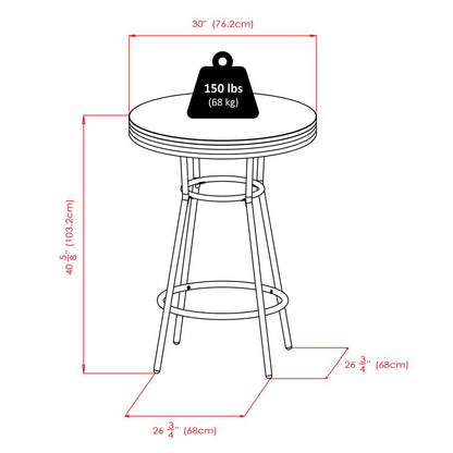 Summit 3pc Pub Table Set, includes 2 Swivel Stool