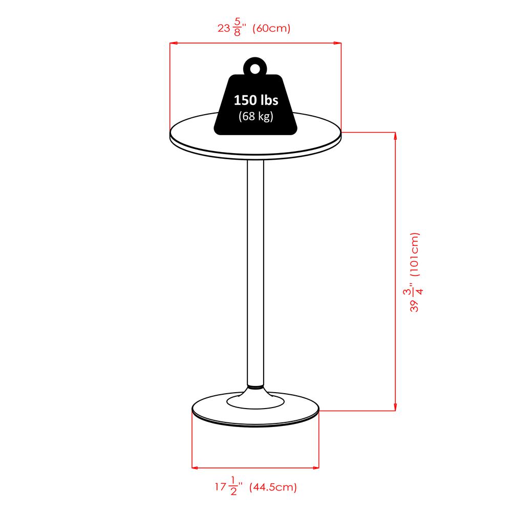 Spectrum Pub Table 24" Round, Black with Chrome