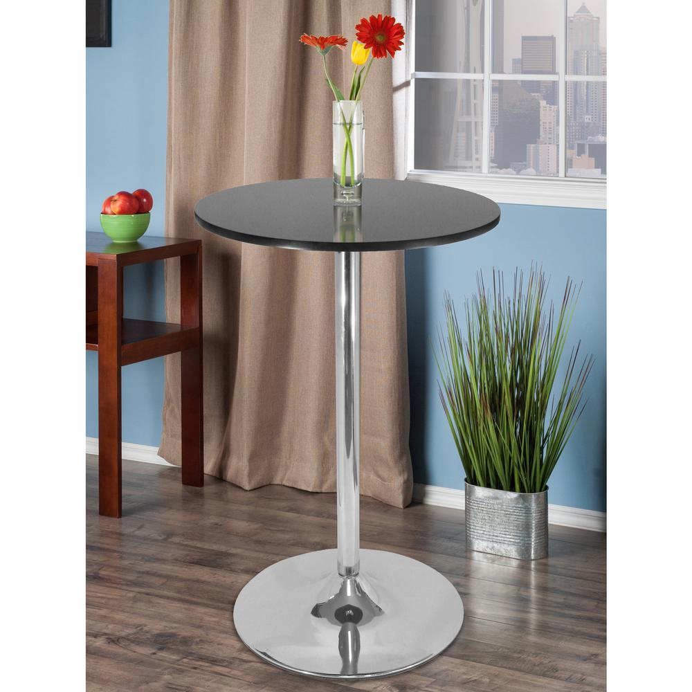 Spectrum Pub Table, 28" Round Black with Chrome Leg