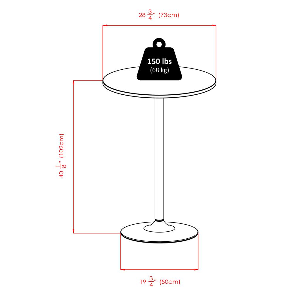Spectrum Pub Table, 28" Round Black with Chrome Leg