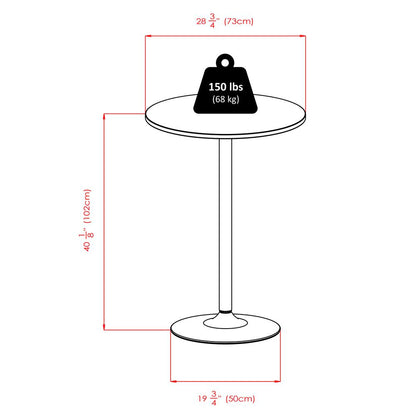 Spectrum Pub Table, 28" Round Black with Chrome Leg