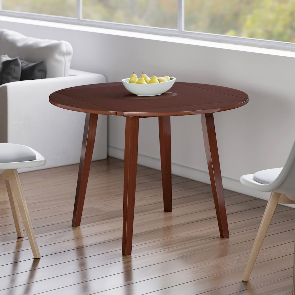 Dawson Round Dining Table, Quad Drop Leaf, Walnut