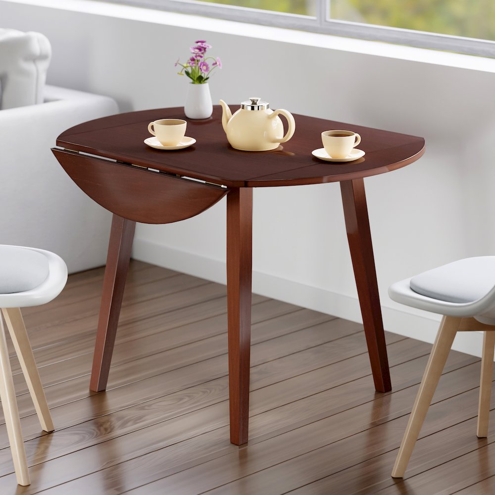 Dawson Round Dining Table, Quad Drop Leaf, Walnut