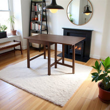 Antique Walnut Foldable Dining Table – Small Round Drop Leaf Table