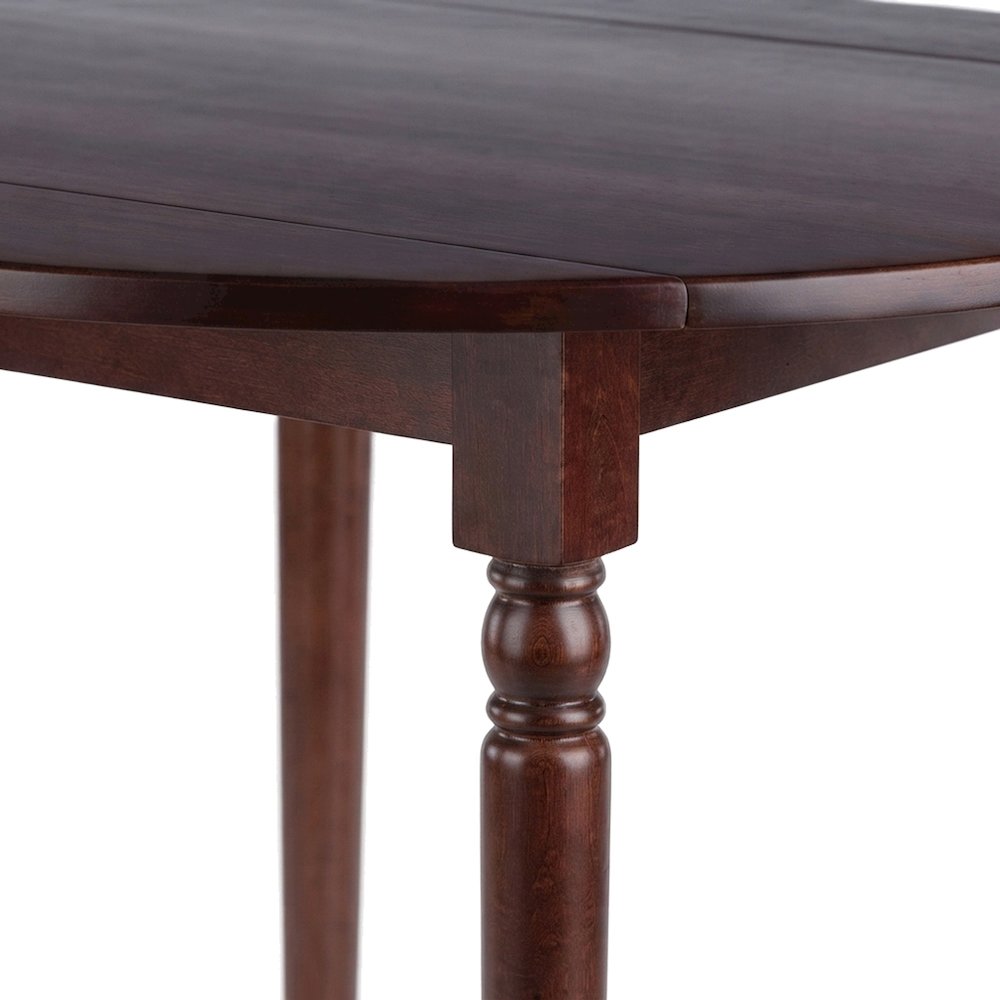 Solid Wood Round Double Drop Leaf Dining Table, Expandable and Compact, Walnut