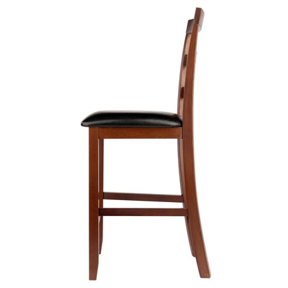 Simone Cushion Ladder-back Seat Counter Stools, 2-Pc Set, Black & Walnut