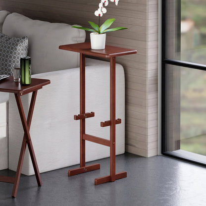 Riley Snack Table Rack, Walnut Finish