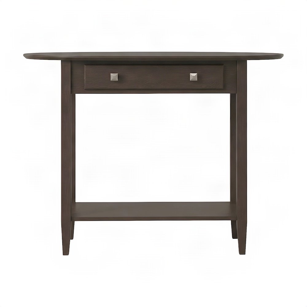 Solid Wood Console Table with Tapered Legs, Entryway Sofa Table, Walnut