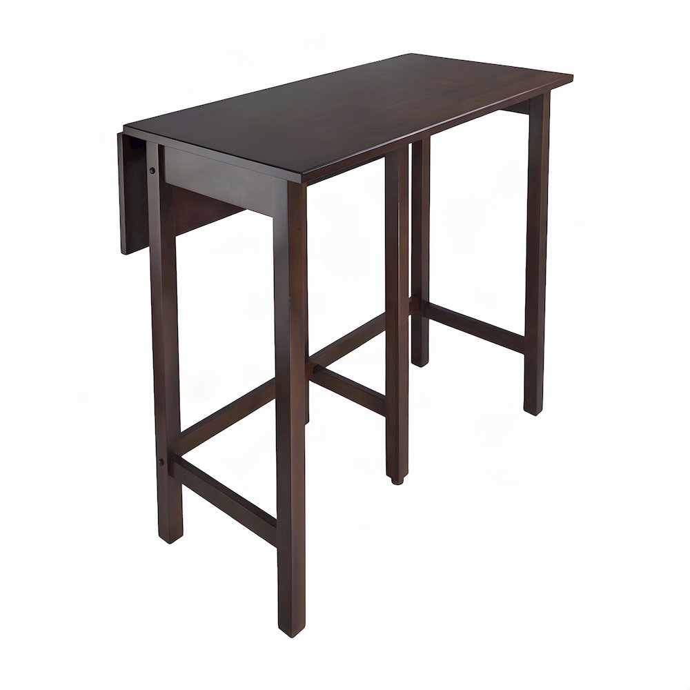 Solid Wood Drop Leaf Foldable High Top Bar Pub and Bistro Dining Table, Walnut