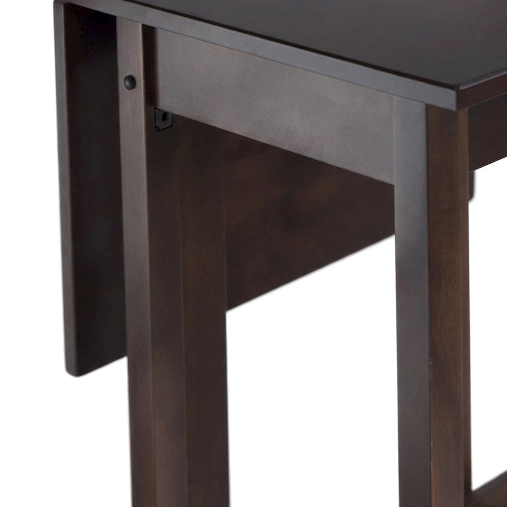 Solid Wood Drop Leaf Foldable High Top Bar Pub and Bistro Dining Table, Walnut