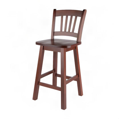 Solid Wood Backless Swivel Counter Height Bar Stool for Kitchen, Walnut