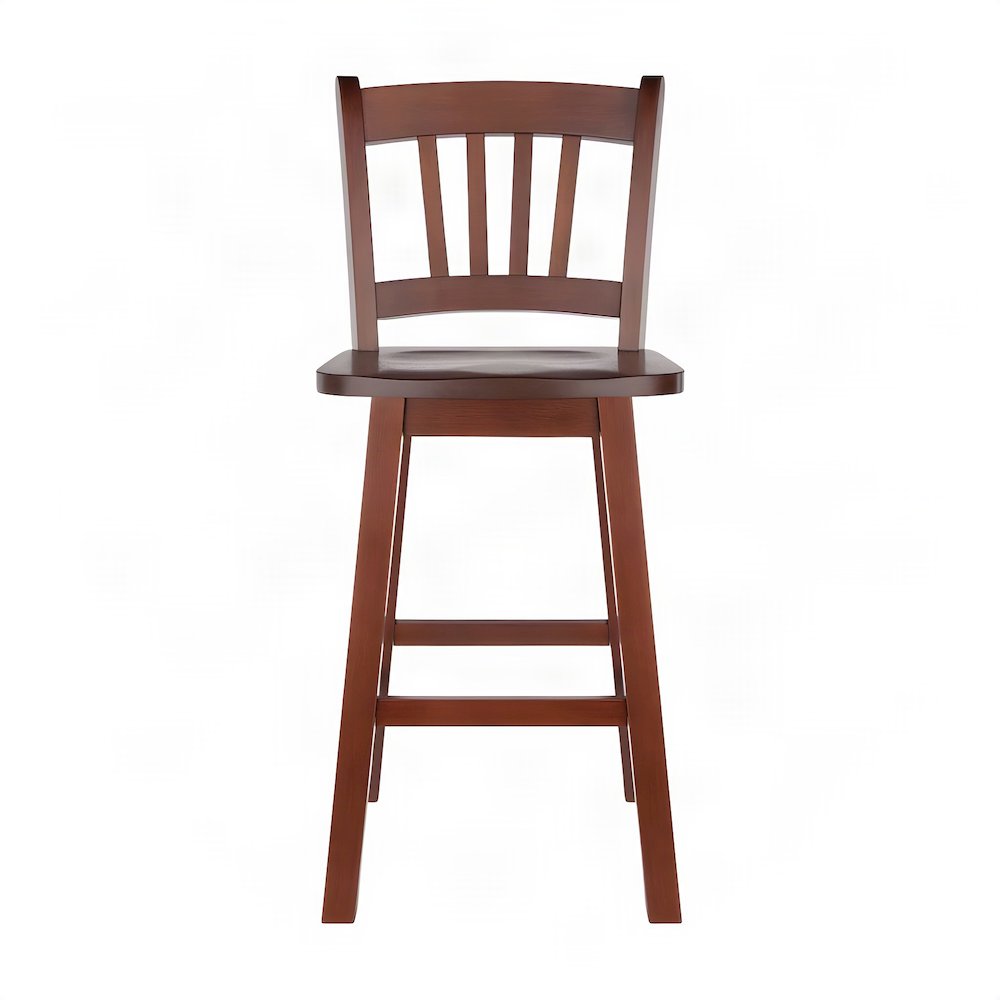 Solid Wood Backless Swivel Counter Height Bar Stool for Kitchen, Walnut
