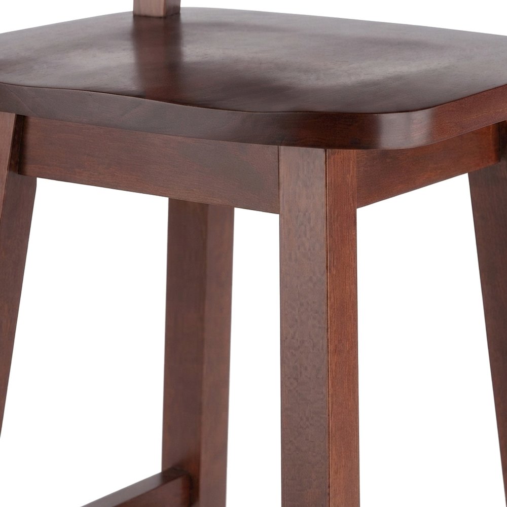 Solid Wood Backless Swivel Counter Height Bar Stool for Kitchen, Walnut