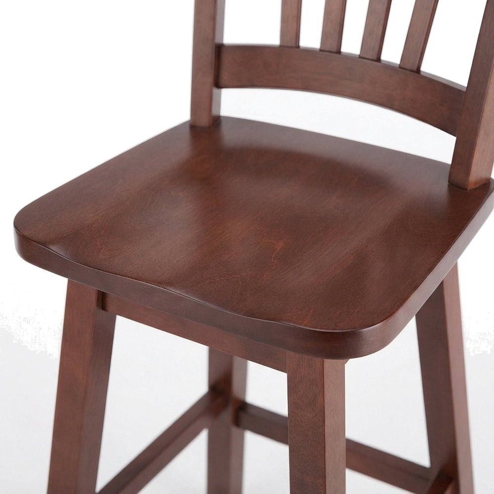 Solid Wood Backless Swivel Counter Height Bar Stool for Kitchen, Walnut
