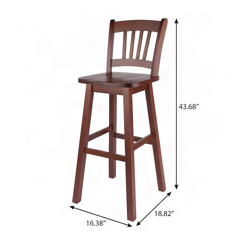 Solid Wood Swivel Counter Height Bar Stool for Kitchen Island, Walnut