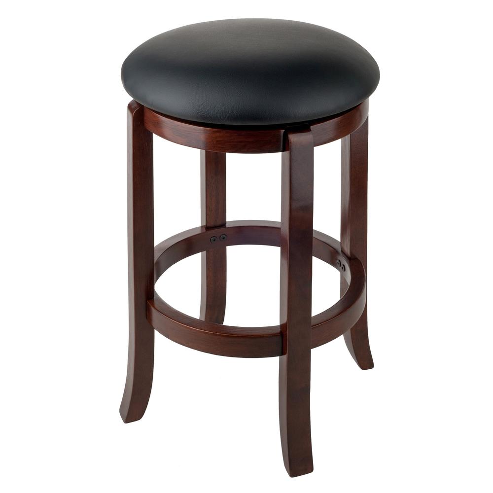 Walcott Swivel Seat Counter Stool, Black & Walnut